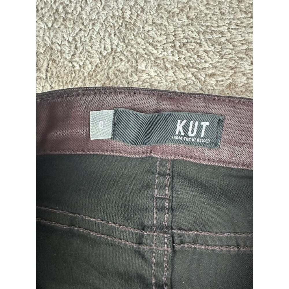 Kut from the Kloth Mia High Rise Skinny Wet Look Bordeaux Jeans Size 0 - Picture 9 of 16